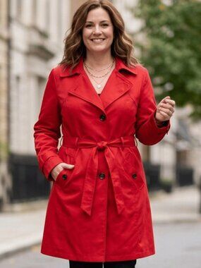 Marks & Spencer Collection Red Trench Coat Belted Women’s UK 16 US 12 Lined